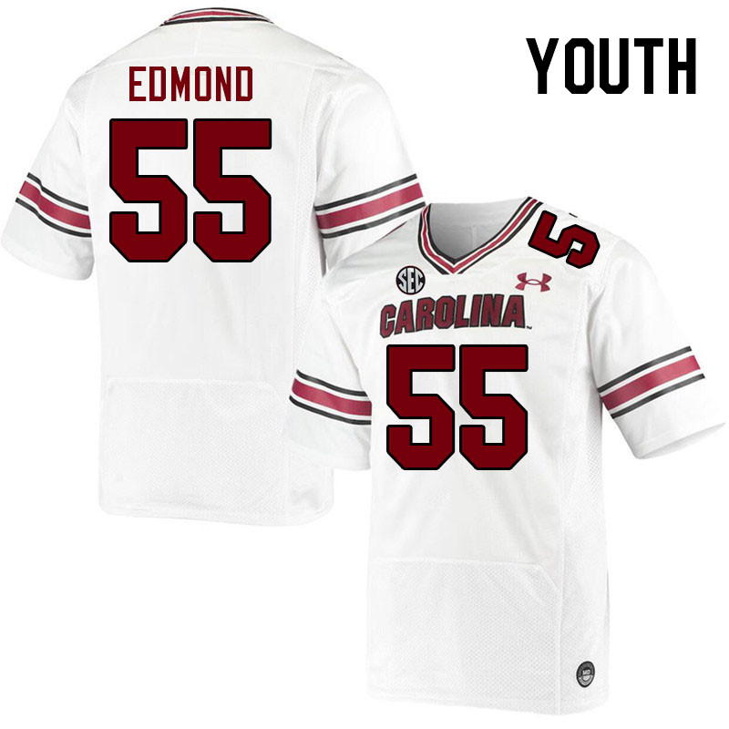 Youth #55 Gilber Edmond South Carolina Gamecocks College Football Jerseys Stitched-White